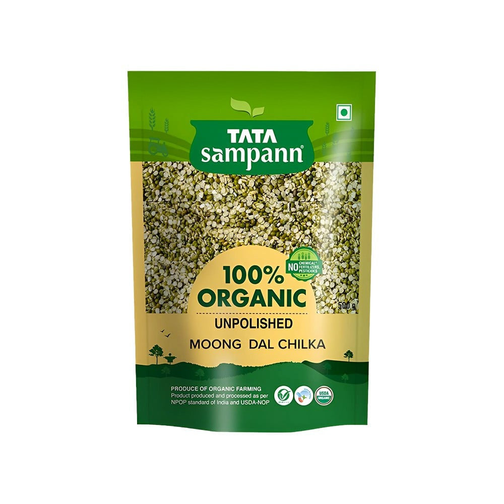 Tata Sampann Organic Moong Dal (Chilka) Unpolished : 500 g