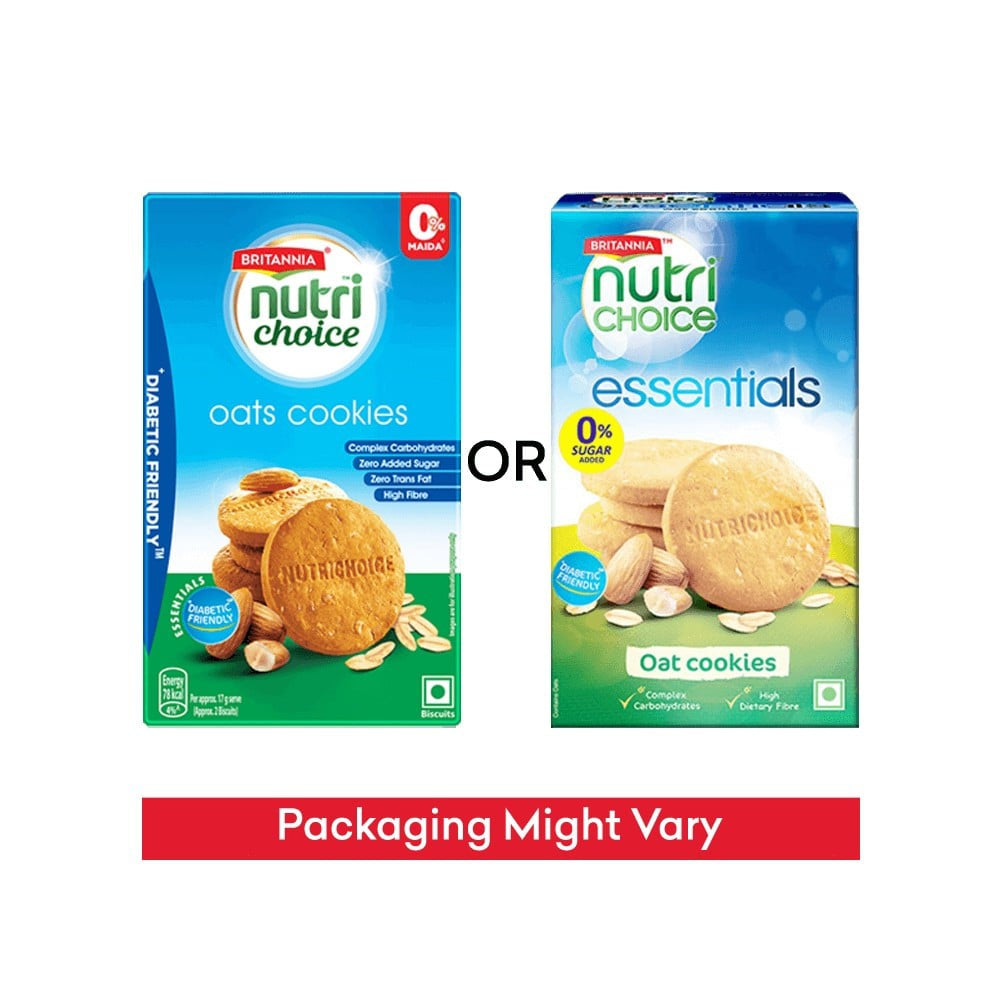 Britannia NutriChoice Oats Cookies with Zero Added Sugar (Diabetic Friendly) - Pack of 2 : 2 x 150 g