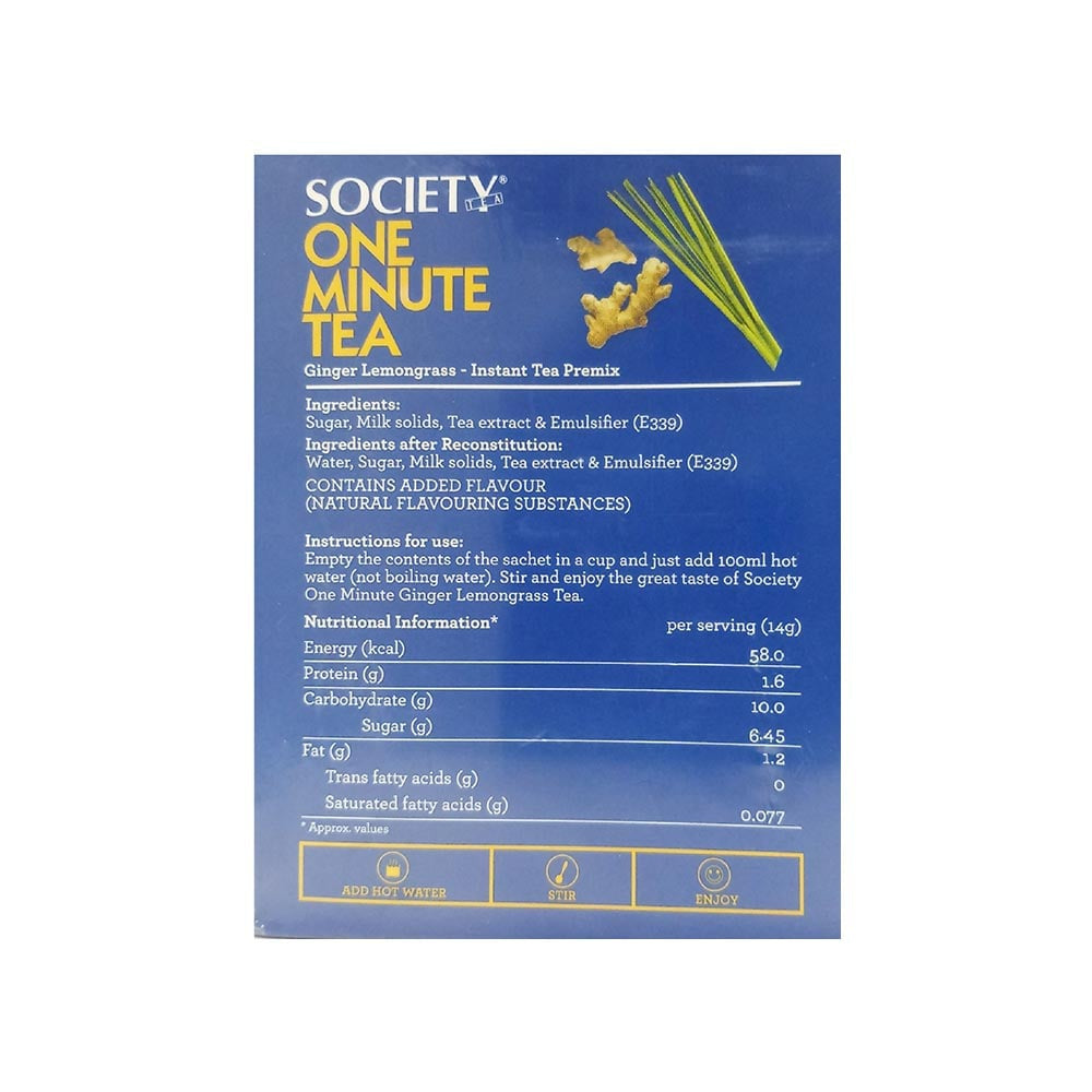 Society One Minute Ginger Lemongrass Instant Tea Premix : 140 g