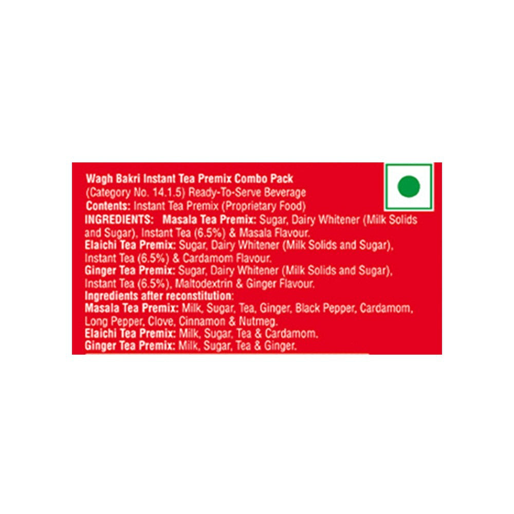 Wagh Bakri Instant Tea Premix (Elaichi + Ginger + Masala) : 12 units
