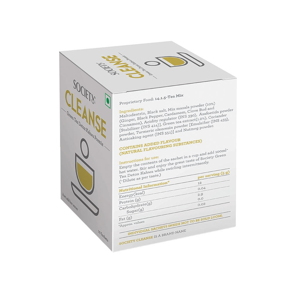 Society Cleanse Detox Kahwa Premix Green Tea Bags : 50 g