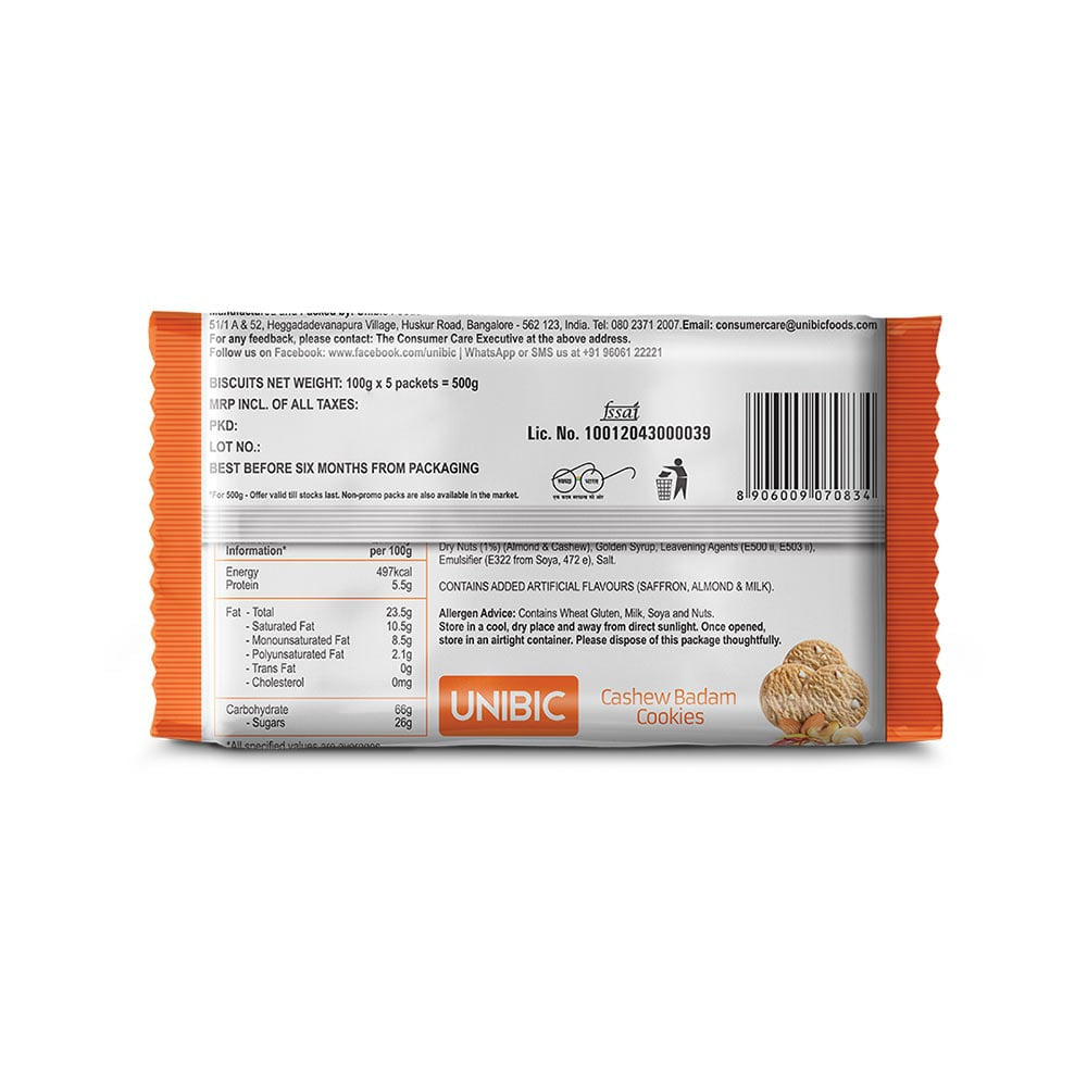 Unibic Cashew Badam Cookies : 500 g