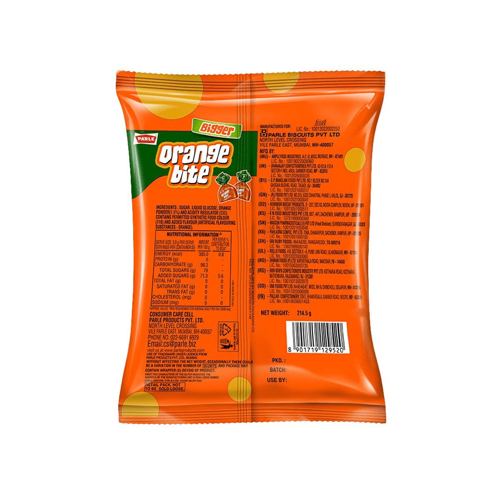 Parle Orange Bite Bigger - Orangee Jhatkaa Candy : 195 g