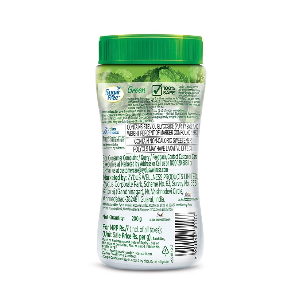Sugar Free Green 100% Natural Stevia Sweetener : 200 g
