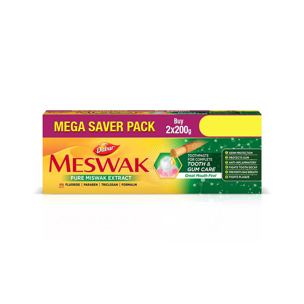 Dabur Meswak Complete Tooth & Gum Care Toothpaste - Mega Saver Pack - Pack of 2 : 2 x 2 x 200 g