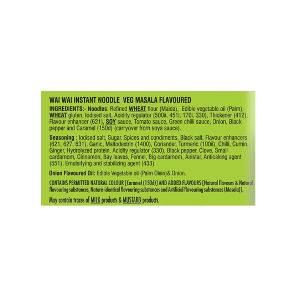 Wai Wai Ready To Eat Veg Masala Flavoured Noodles : 1 pack (6 pieces)