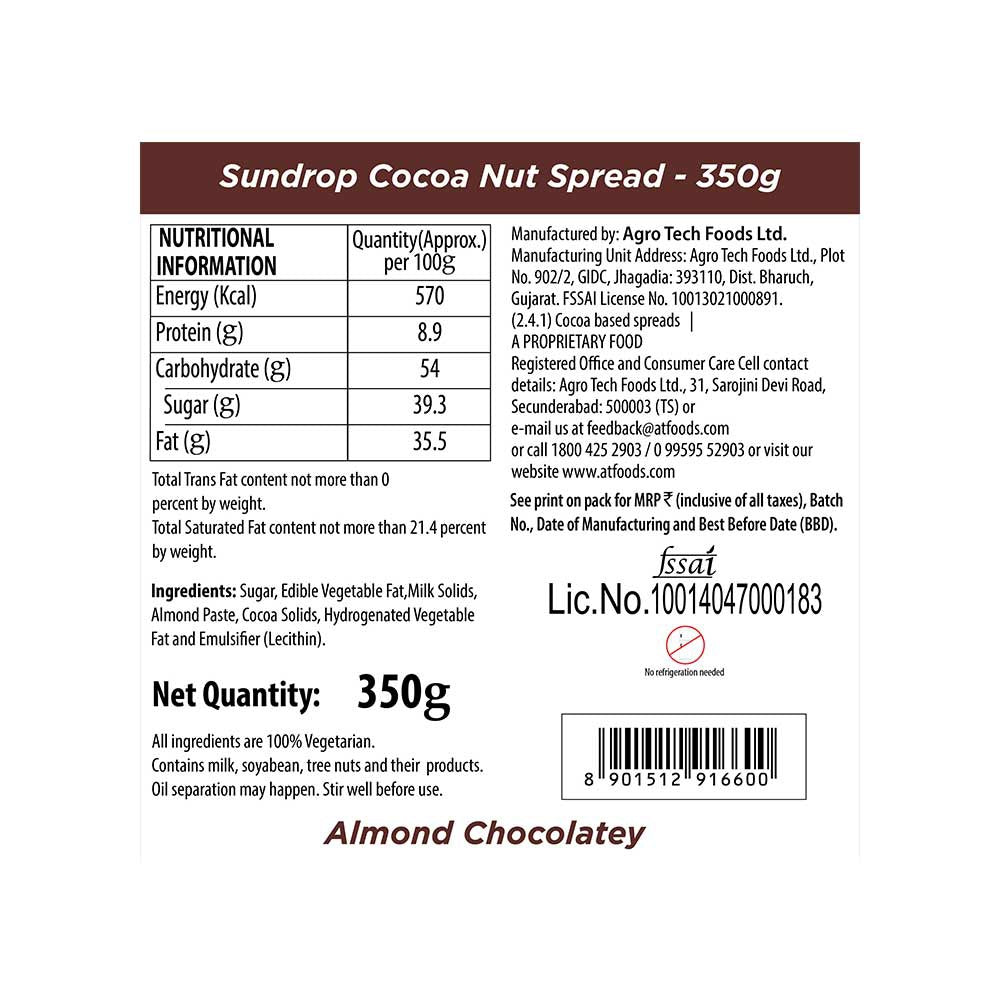 Sundrop Cocoa Nut Almond Chocolatey Spread : 350 g