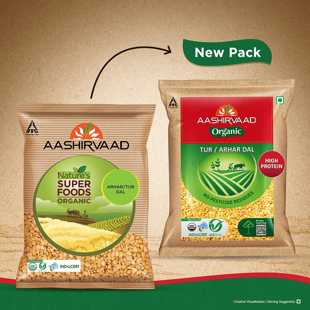 Aashirvaad 100% Organic Arhar Dal /Tur Dal : 1 kg