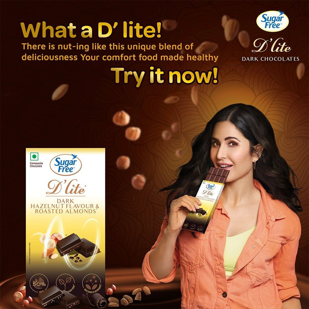 Sugar Free D'Lite Dark Chocolate Bar (Hazelnut & Roasted Almonds) : 40 g