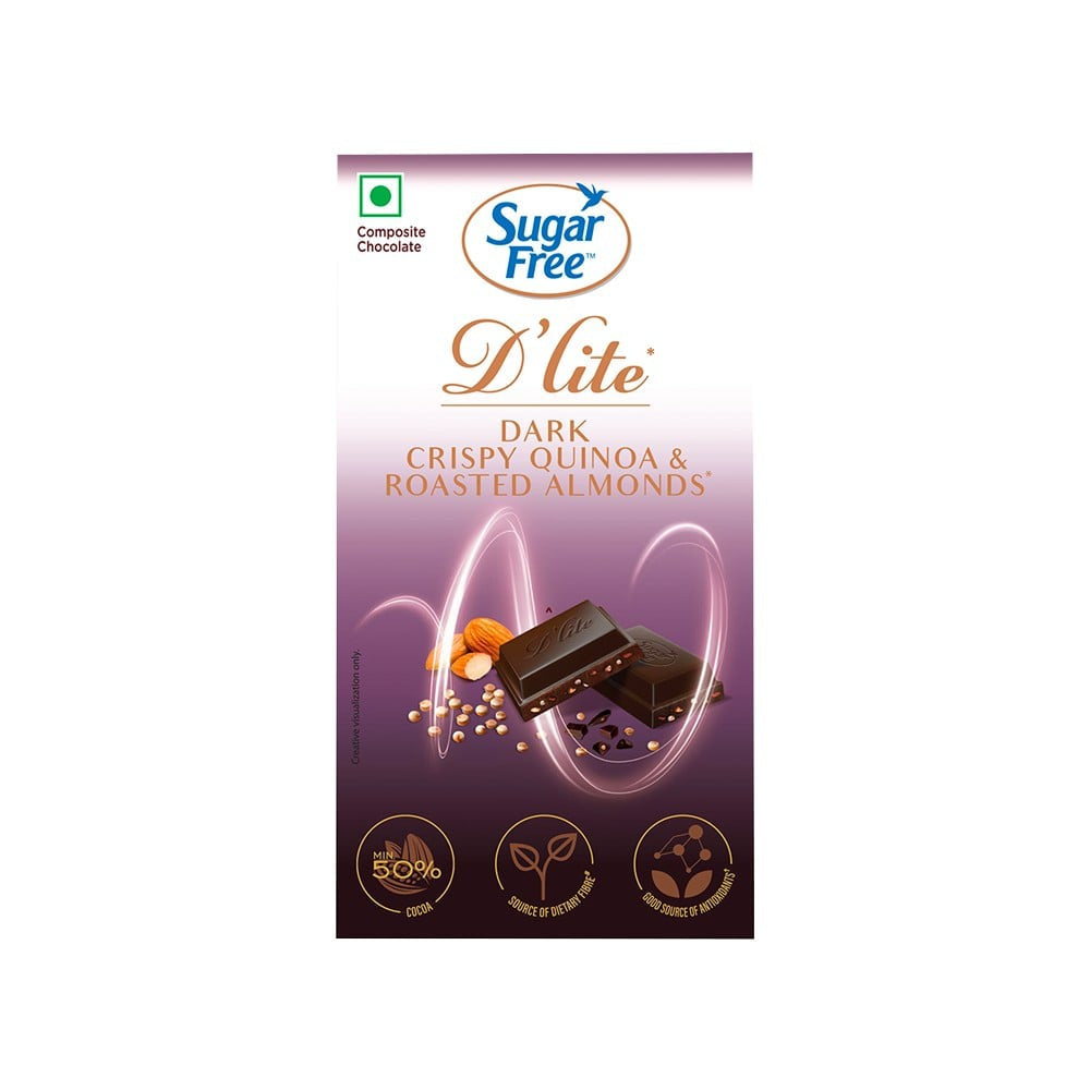 Sugar Free D'Lite Dark Chocolate Bar (Dark Crispy Quinoa & Roasted Almonds) : 40 g