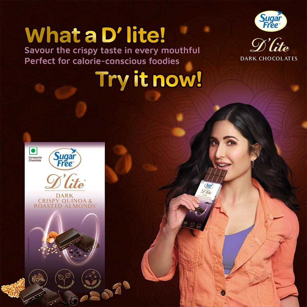 Sugar Free D'Lite Dark Chocolate Bar (Dark Crispy Quinoa & Roasted Almonds) : 40 g
