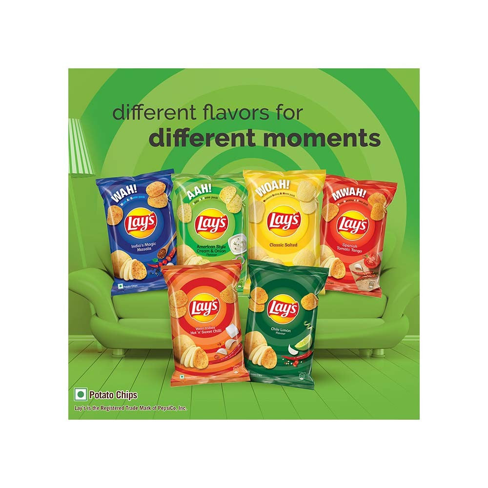 Lay's American Style Cream & Onion Flavour Potato Chips - Pack of 2 : 2 x 82 g