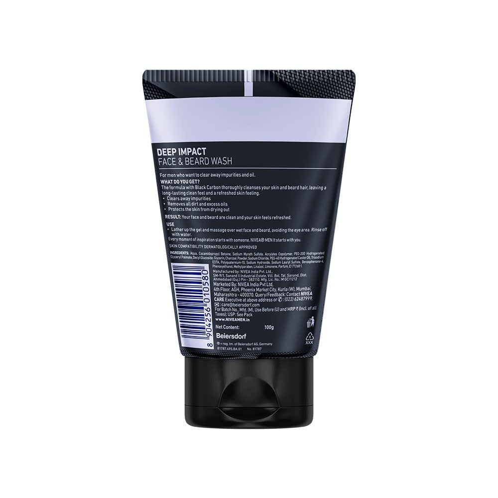Nivea Men Deep Impact Intense Clean Face Wash : 100 ml