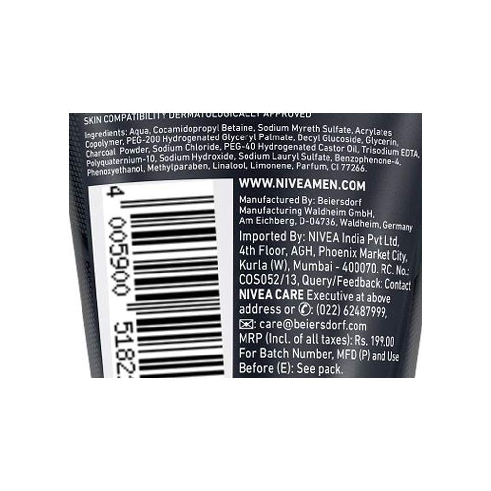 Nivea Men Deep Impact Intense Clean Face Wash : 100 ml