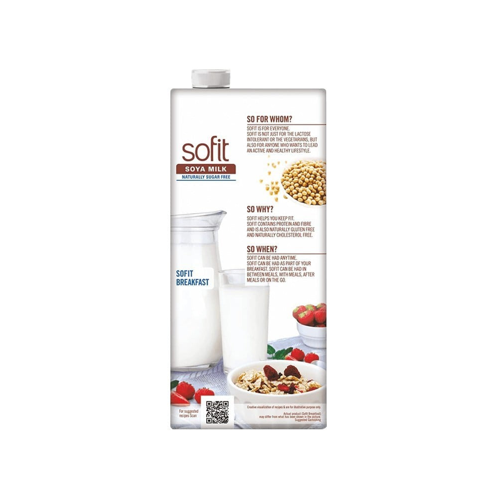 Sofit Natural Soy Beverage (Sugar Free, Vegan) - Pack of 3 : 3 x 1 ltr