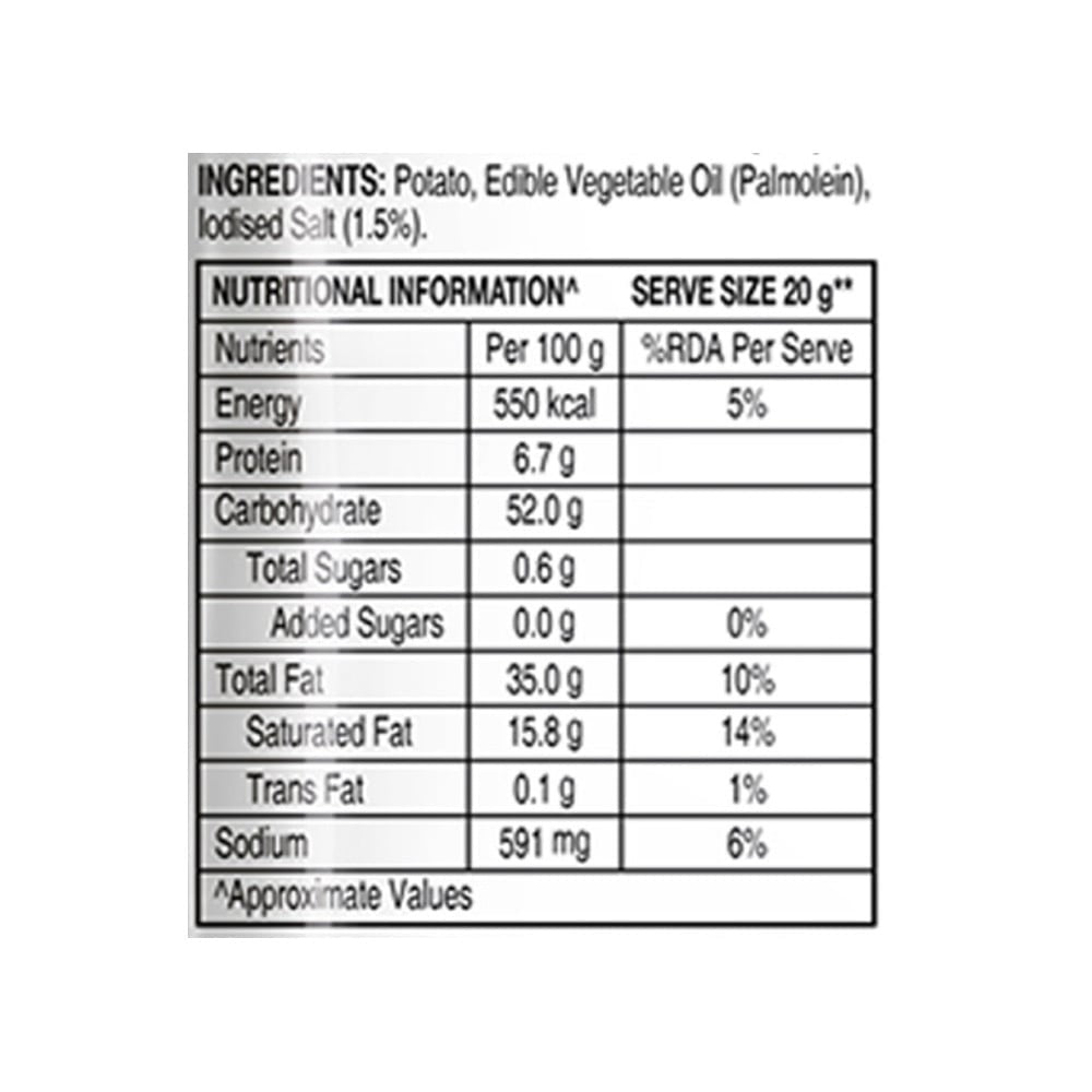 Uncle Chipps Plain Salted Potato Chips : 48 g