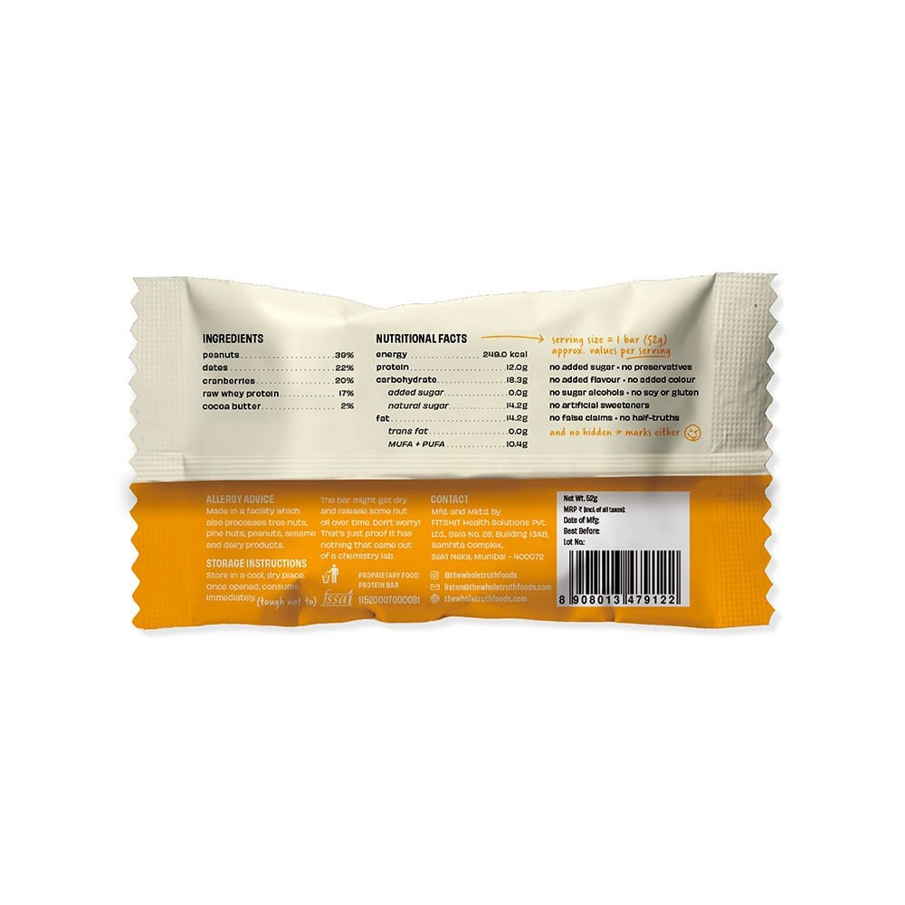 The Whole Truth Peanut Butter Protein Bar : 52 g