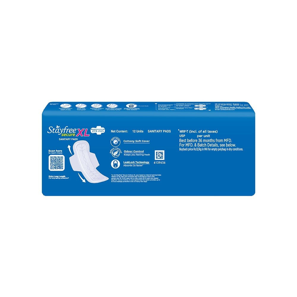 Stayfree Secure Cottony Soft Sanitary Pads : 12 pieces