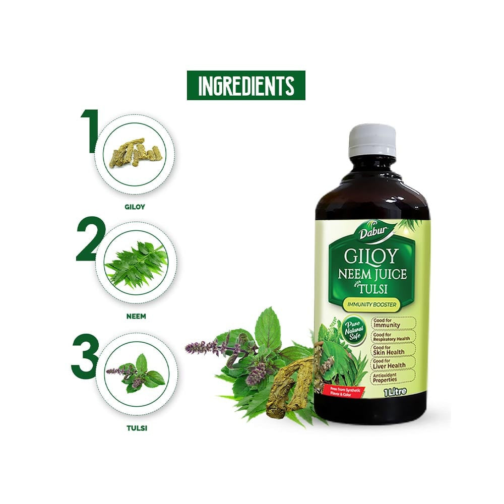 Dabur Giloy Neem with Tulsi Immunity Booster Herbal Juice : 1 ltr
