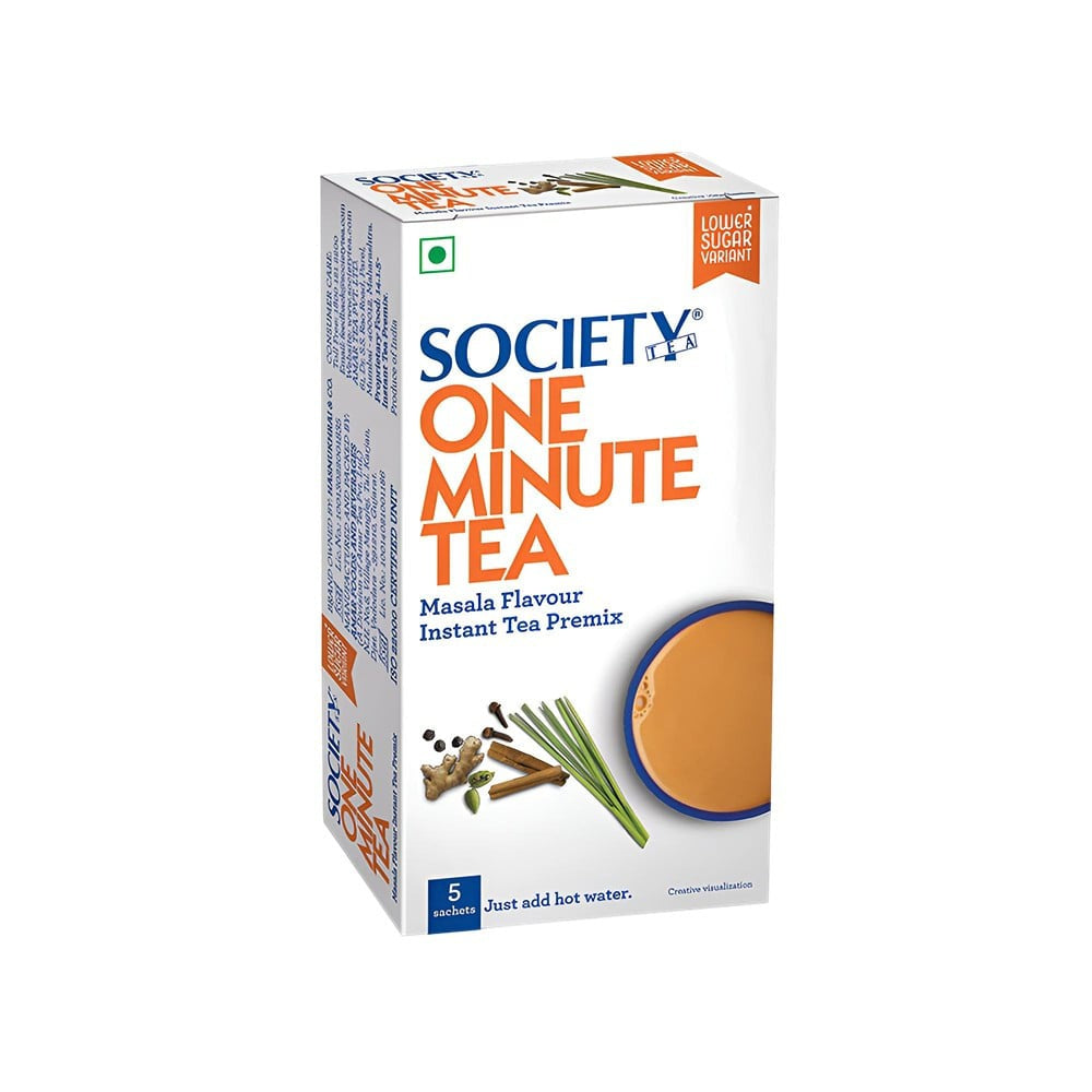 Society Low Sugar Masala Flavour One Minute Instant Tea Premix : 5 x 8 g