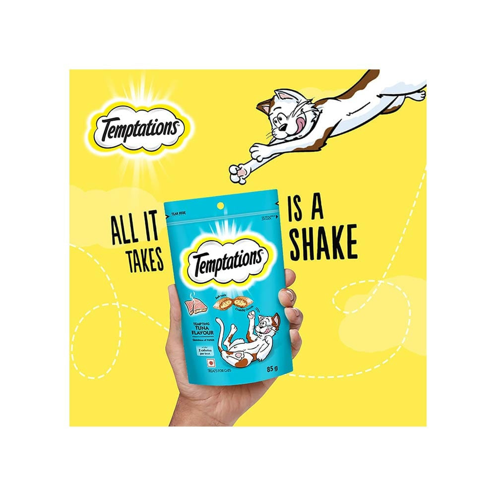 Temptations Tempting Tuna Flavour Cream Filled Crunchy Cat Treat : 85 g