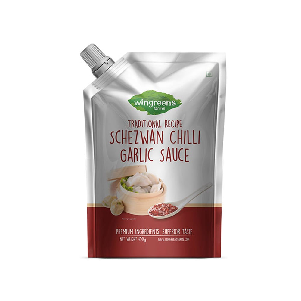 Wingreens Farms Traditional Recipe Schezwan Chilli Garlic Sauce - Pack of 2 : 2 x 450 g