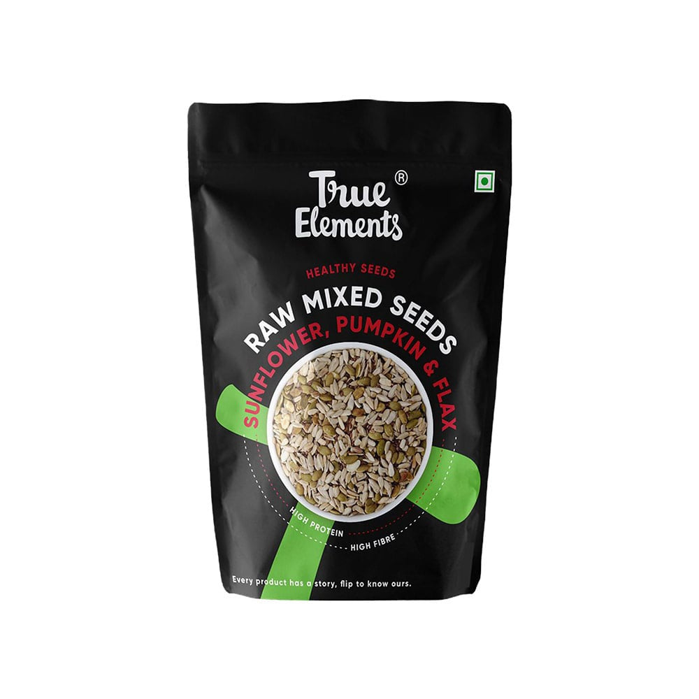 True Elements Raw Sunflower, Pumpkin and Flax Mix Seeds : 150 g
