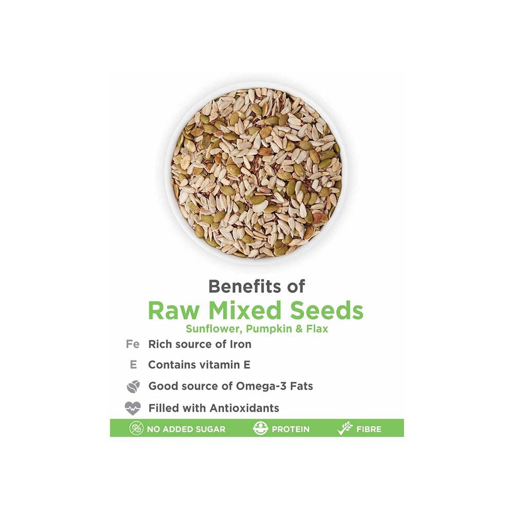 True Elements Raw Sunflower, Pumpkin and Flax Mix Seeds : 150 g