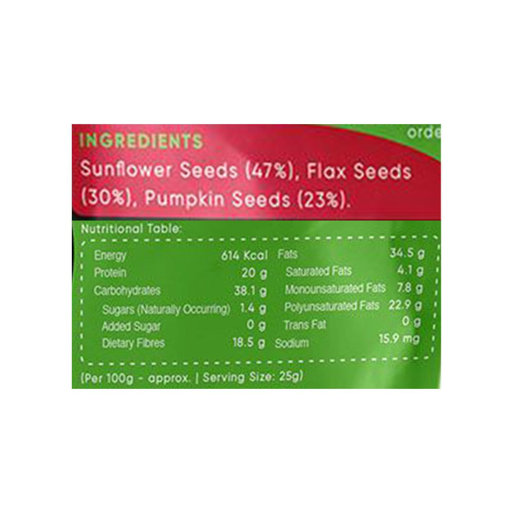 True Elements Raw Sunflower, Pumpkin and Flax Mix Seeds : 150 g