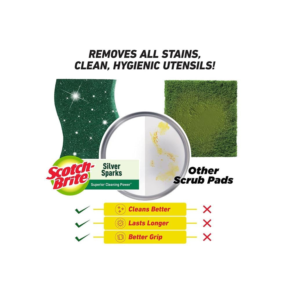 Scotch Brite Silver Sparks Scrub Pad : 6 units
