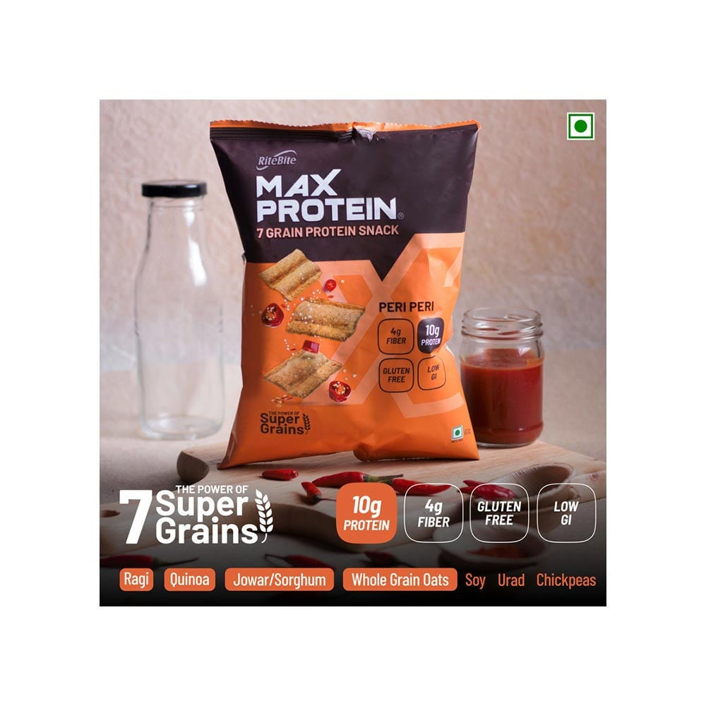 RiteBite Max Protein Peri Peri Chips - Pack of 2 : 2 x 60 g