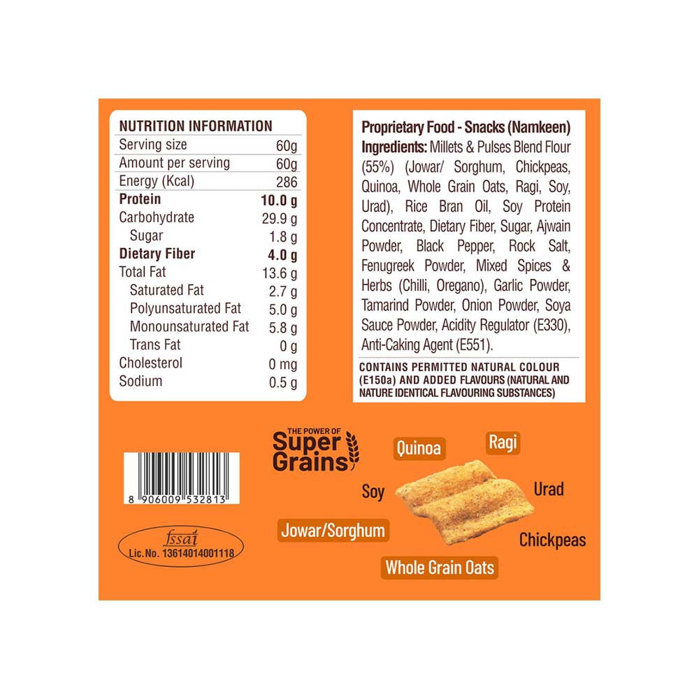 RiteBite Max Protein Peri Peri Chips - Pack of 2 : 2 x 60 g