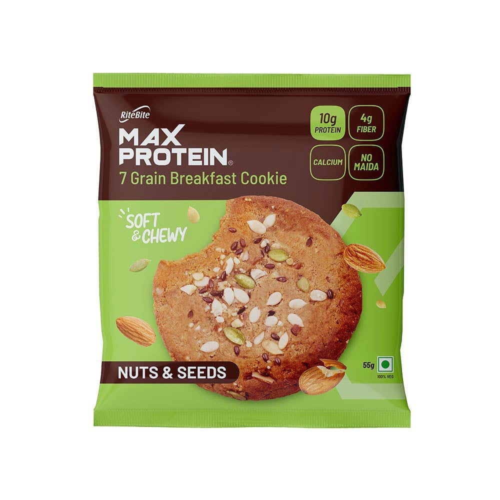 RiteBite Max Protein Nuts & Seeds Cookies - Pack of 2 : 2 x 55 g