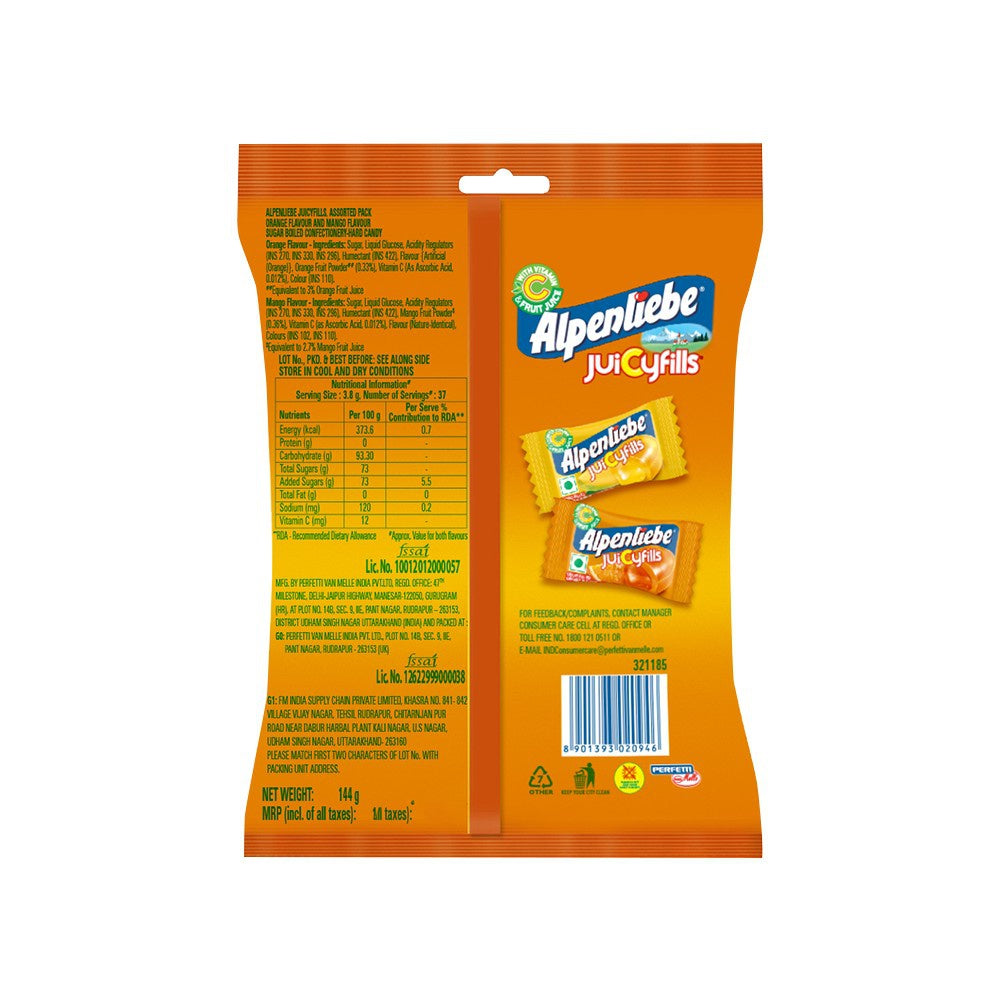 Alpenliebe Juicyfills Assorted Candy (40 Pieces) - Pack of 2 : 2 x 144 g