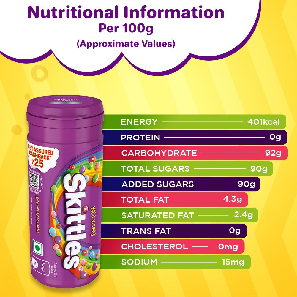 Skittles Wild Berry Bite Size Fruit Candy - Pack of 2 : 2 x 30.4 g