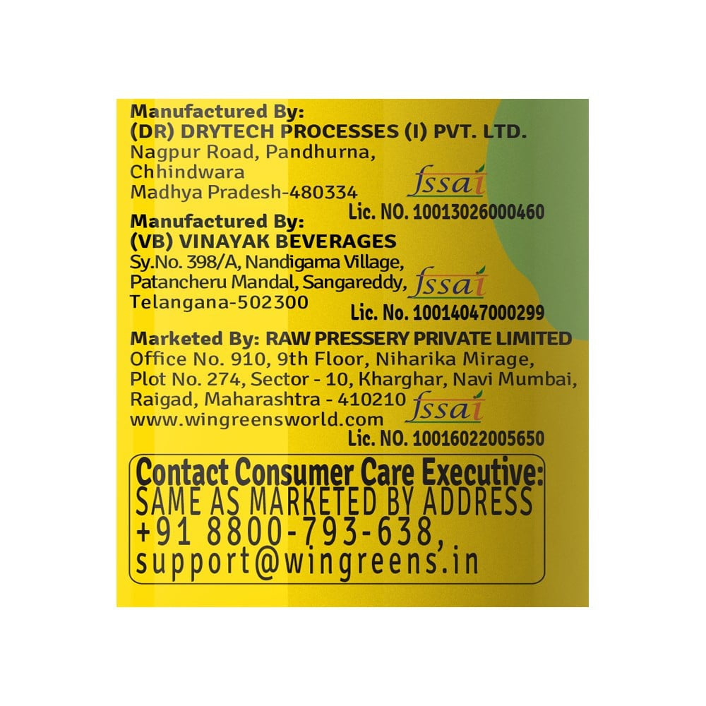 Raw Pressery Classic Lemon Juice with Aloe Vera - Pack of 2 : 2 x 200 ml