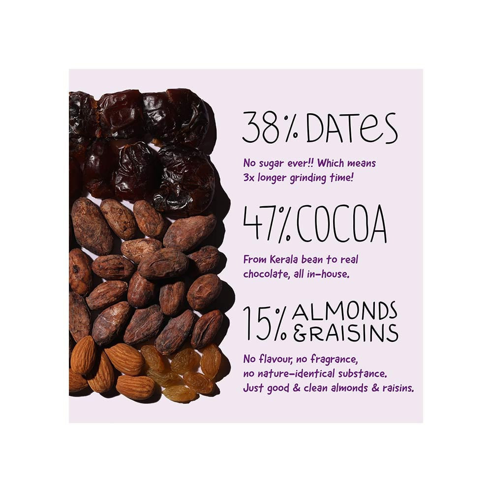 The Whole Truth Almond Raisin Dark Chocolate Bar (Cocoa 47%, Dates 38%, Almonds & Raisins 15%) : 80 g