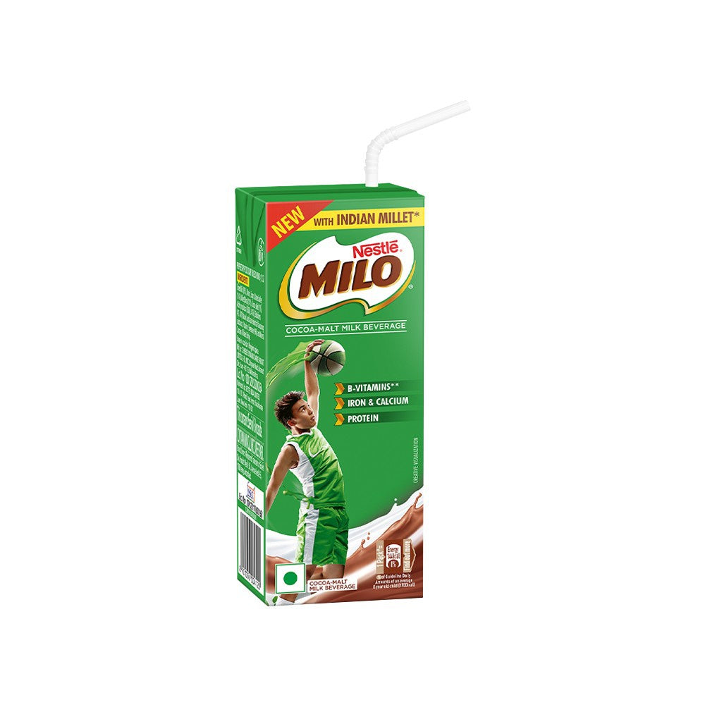 Nestle Milo RTD Malt Drink with Millets (Chocolate) - Pack of 2 : 2 x 180 ml