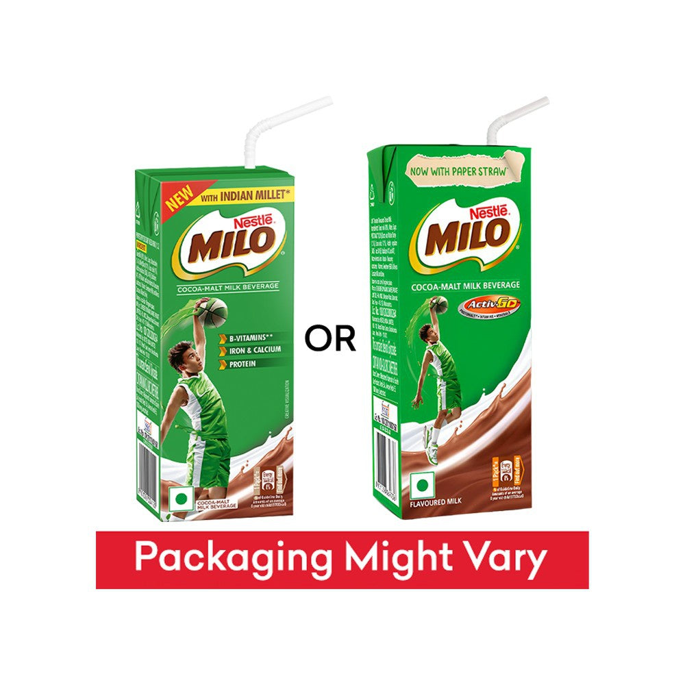 Nestle Milo RTD Malt Drink with Millets (Chocolate) - Pack of 2 : 2 x 180 ml