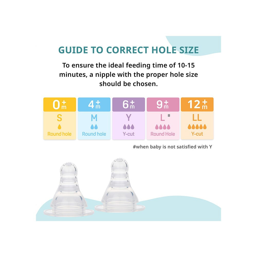 Pigeon Baby Peristaltic Feeding Nipple 9 months+, Large, Round Hole - Pack of 2 : 2 x 1 unit