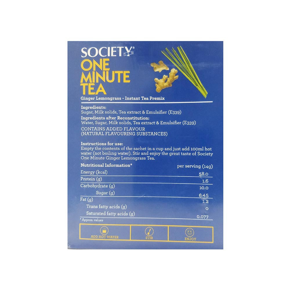 Society One Minute Ginger Lemongrass Instant Tea Premix - Pack of 2 : 2 x 140 g