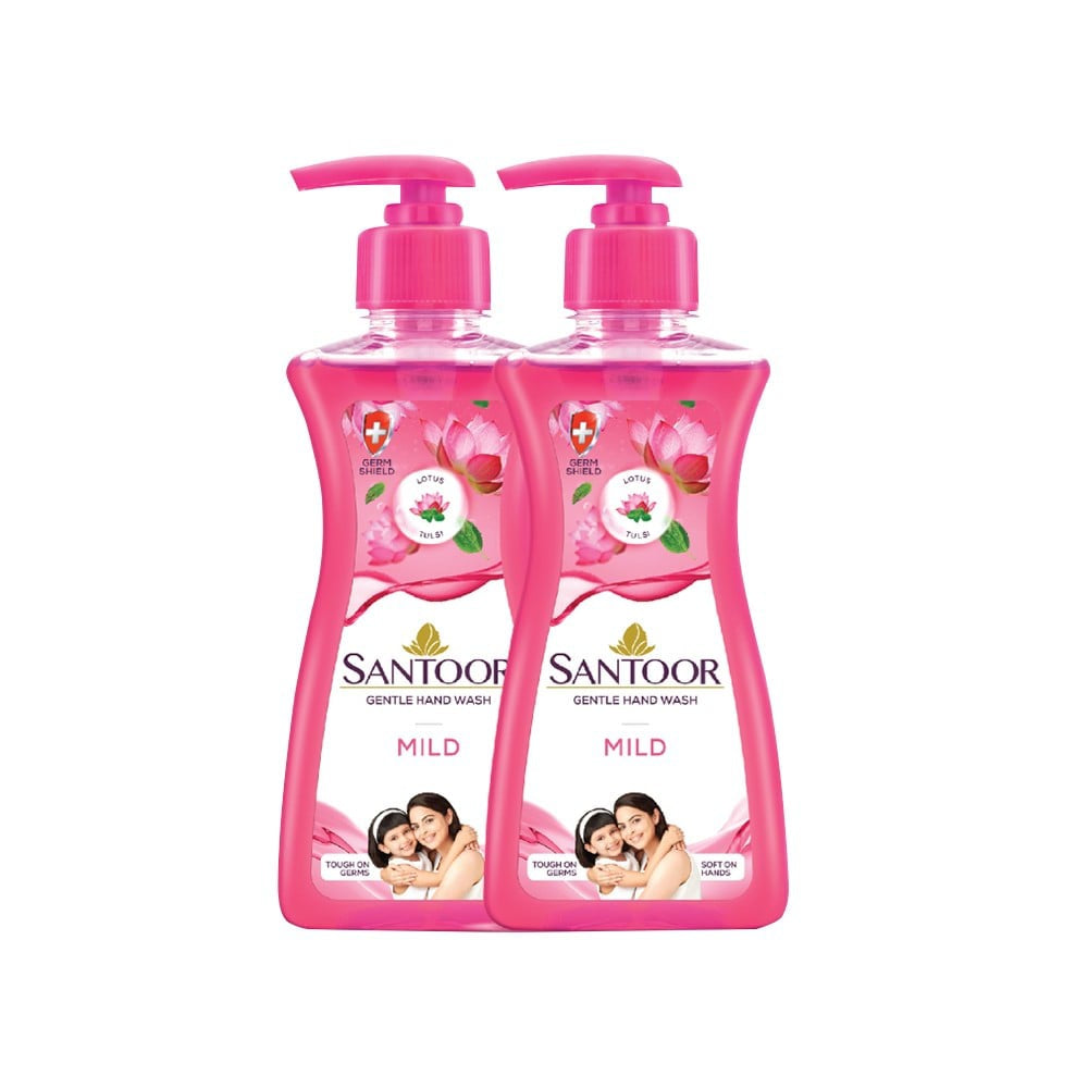 Santoor Mild Hand Wash Lotus & Tulsi - Buy 1 Get 1 Free : 200 ml + 200 ml