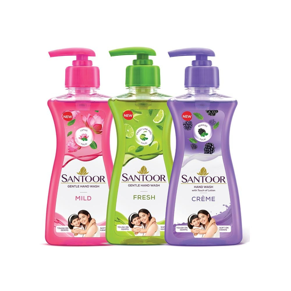 Santoor Mild Hand Wash Lotus & Tulsi - Buy 1 Get 1 Free : 200 ml + 200 ml