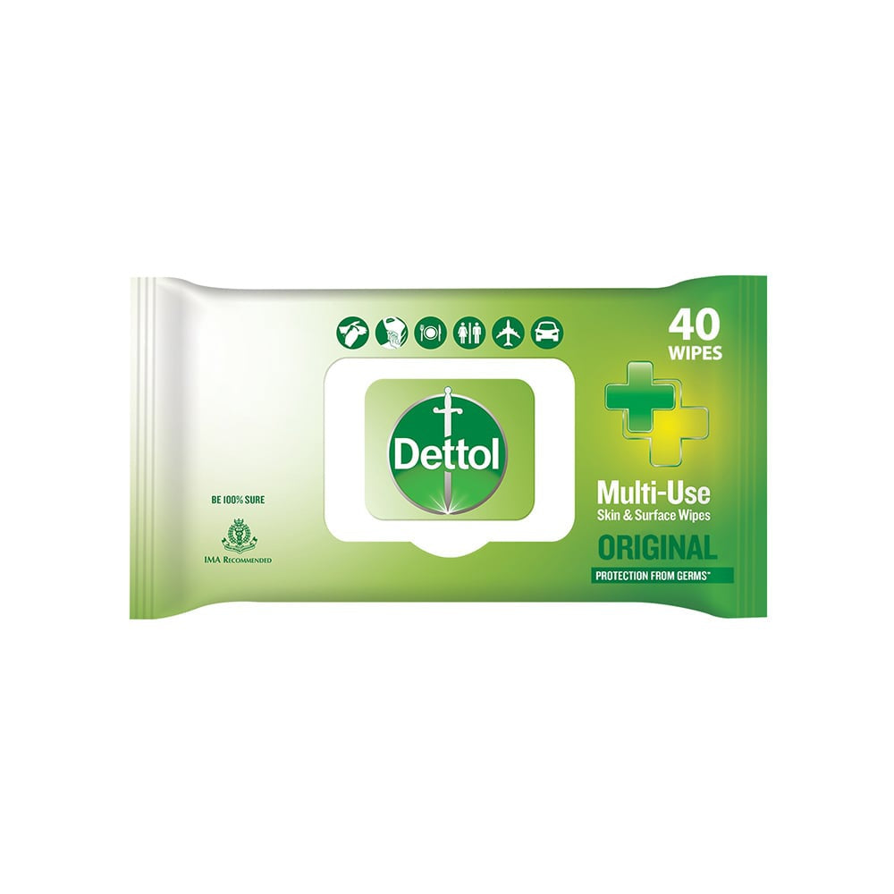 Dettol Original Multi-Use Skin & Surface Wet Wipes - Pack of 2 : 2 x 40 units