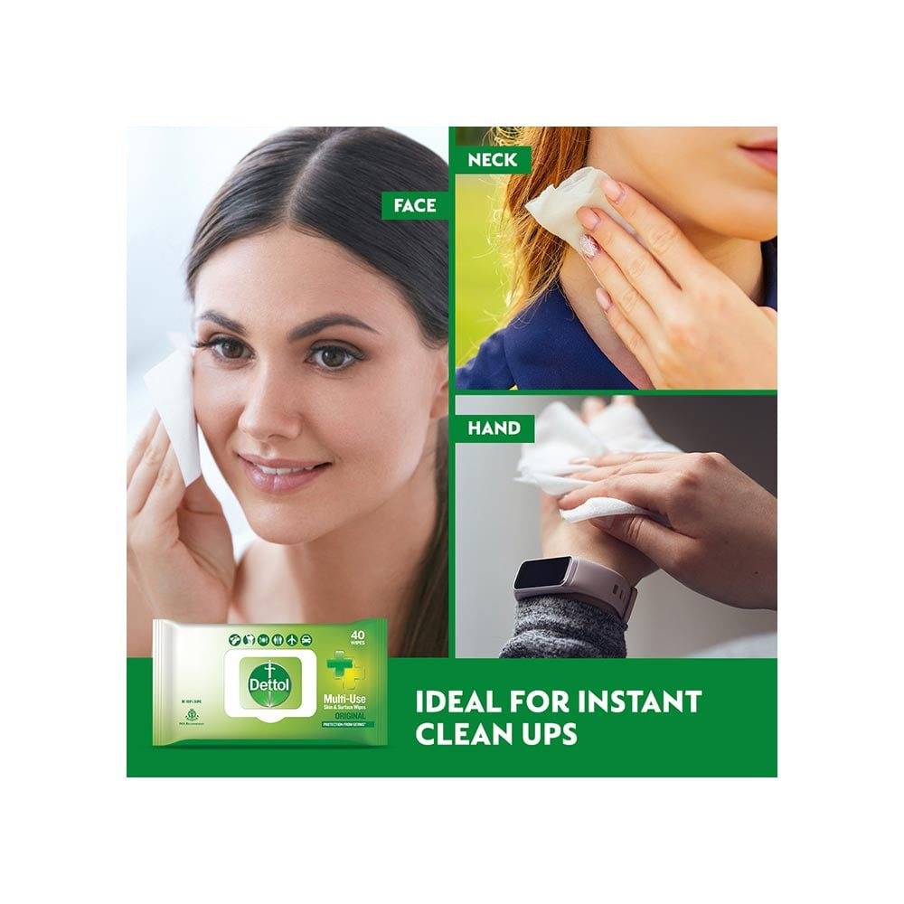 Dettol Original Multi-Use Skin & Surface Wet Wipes - Pack of 2 : 2 x 40 units