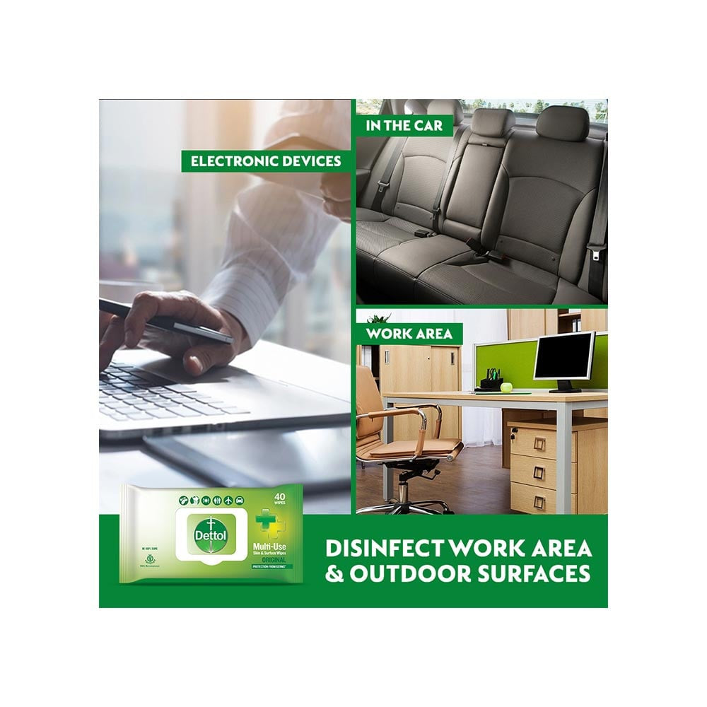 Dettol Original Multi-Use Skin & Surface Wet Wipes - Pack of 2 : 2 x 40 units