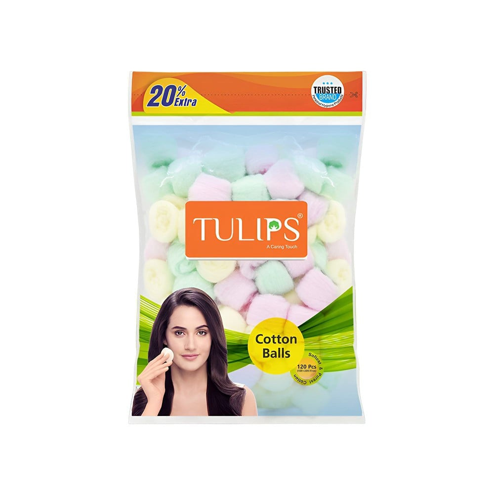 Tulips Coloured Cotton Balls : 1 pack (120 pieces)