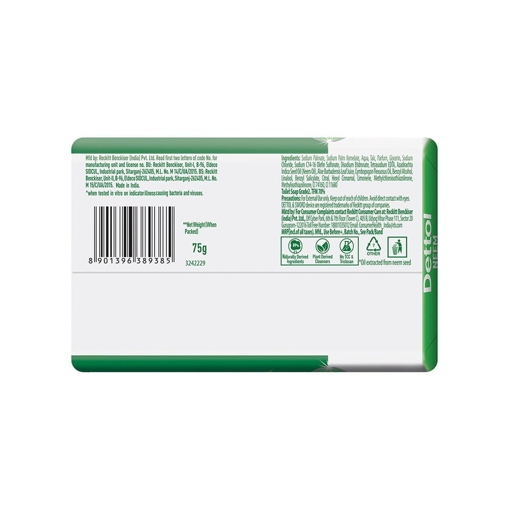 Dettol Neem Bathing Bar - Buy 3 Get 1 Free : 4 x 75 g