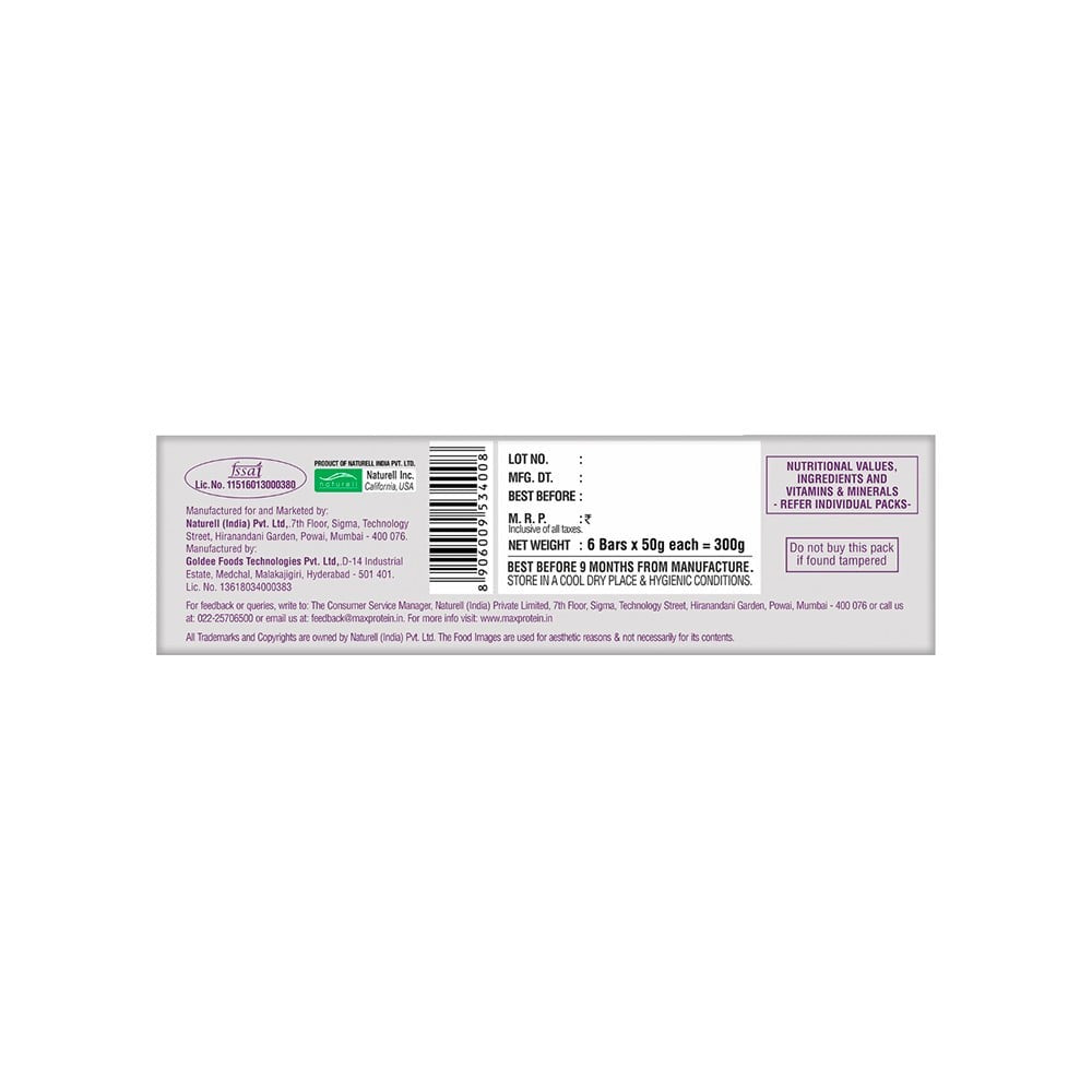 RiteBite Max Protein Daily Protein Bar (Assorted) : 1 pack (6 x 50 g)