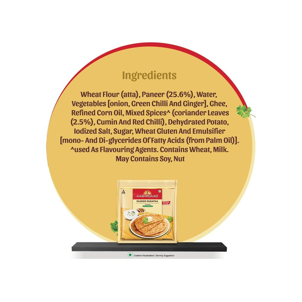Aashirvaad Paneer Paratha (Heat & Eat) : 400 g (4 pieces)